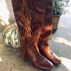 Brown Leather Knee-High Boots